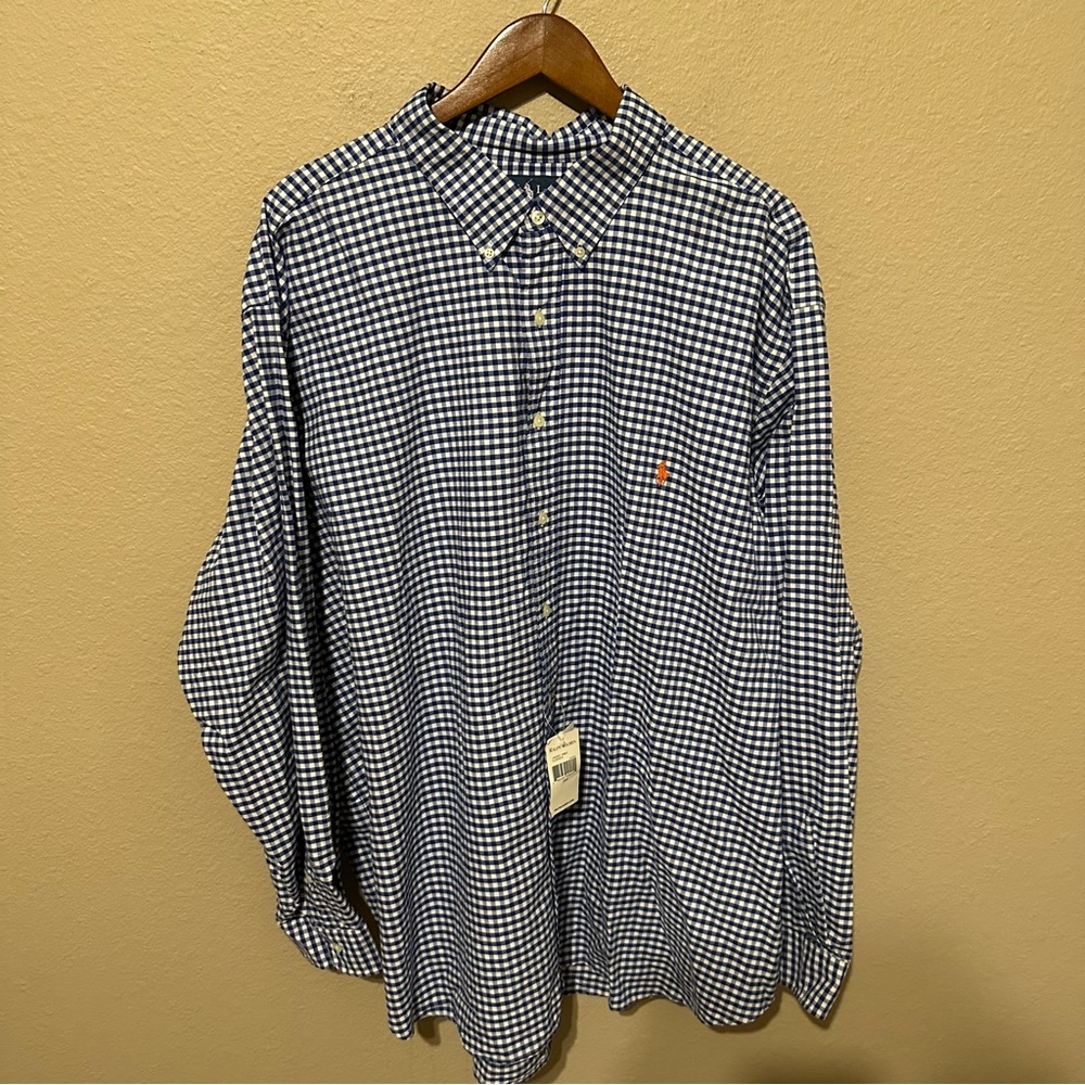 NWT Polo Ralph Lauren Men’s Blue Gingham Button Down Shirt